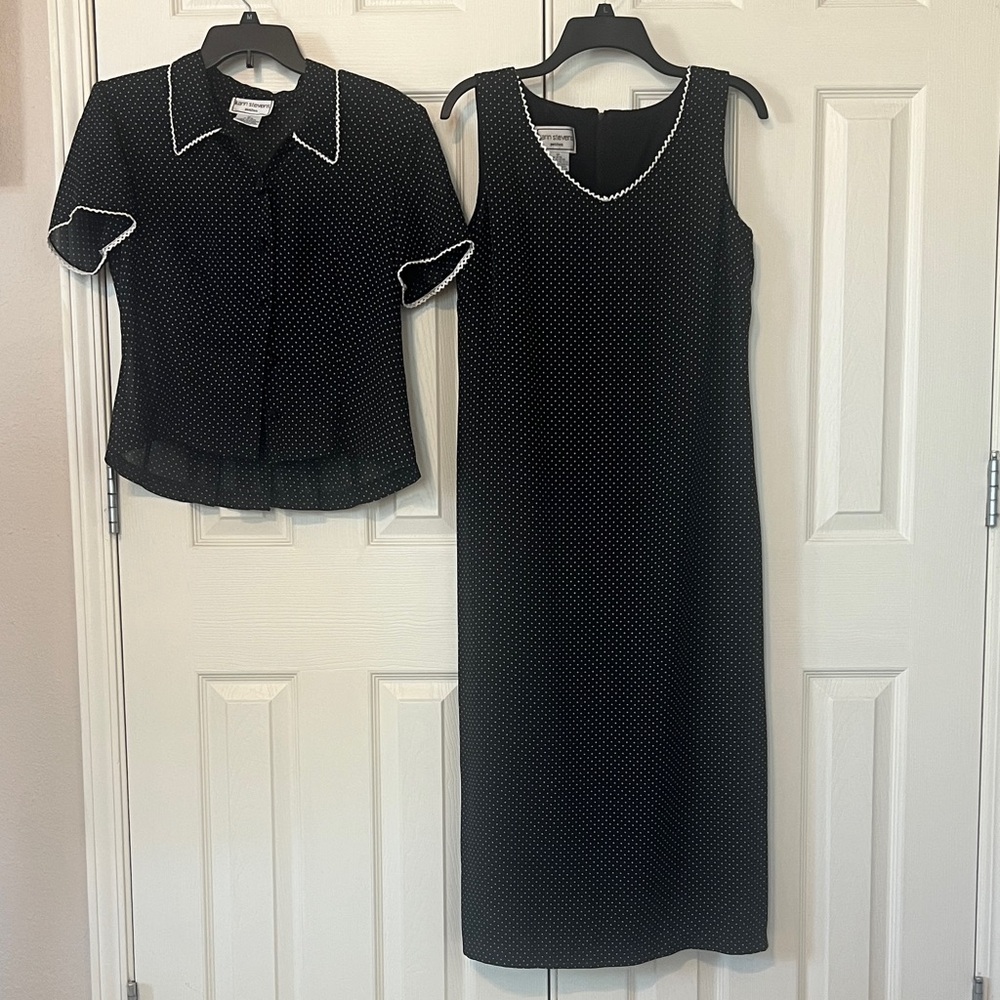 Karin Stevens Black and White Polka Dot Dress Set